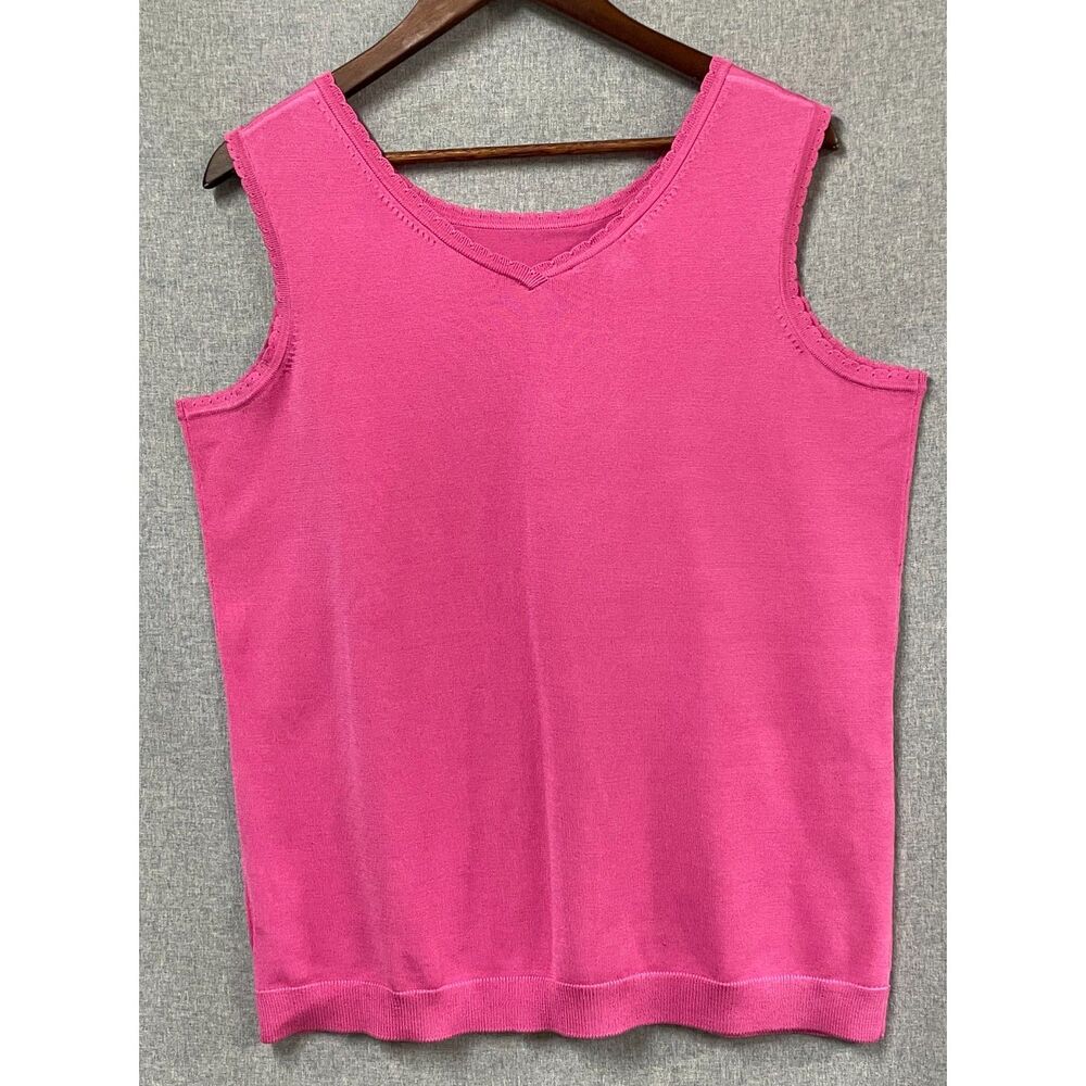 NWT Pendleton Plus 1X Pink Reversible V Neck Scoop Neck Sweater Tank Top